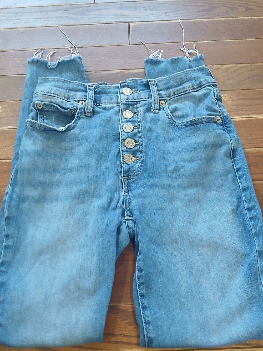 Lucky Brand High-Rise Skinny Bridgette Blue Button-Fly Jeans with Raw Hem Sz 2